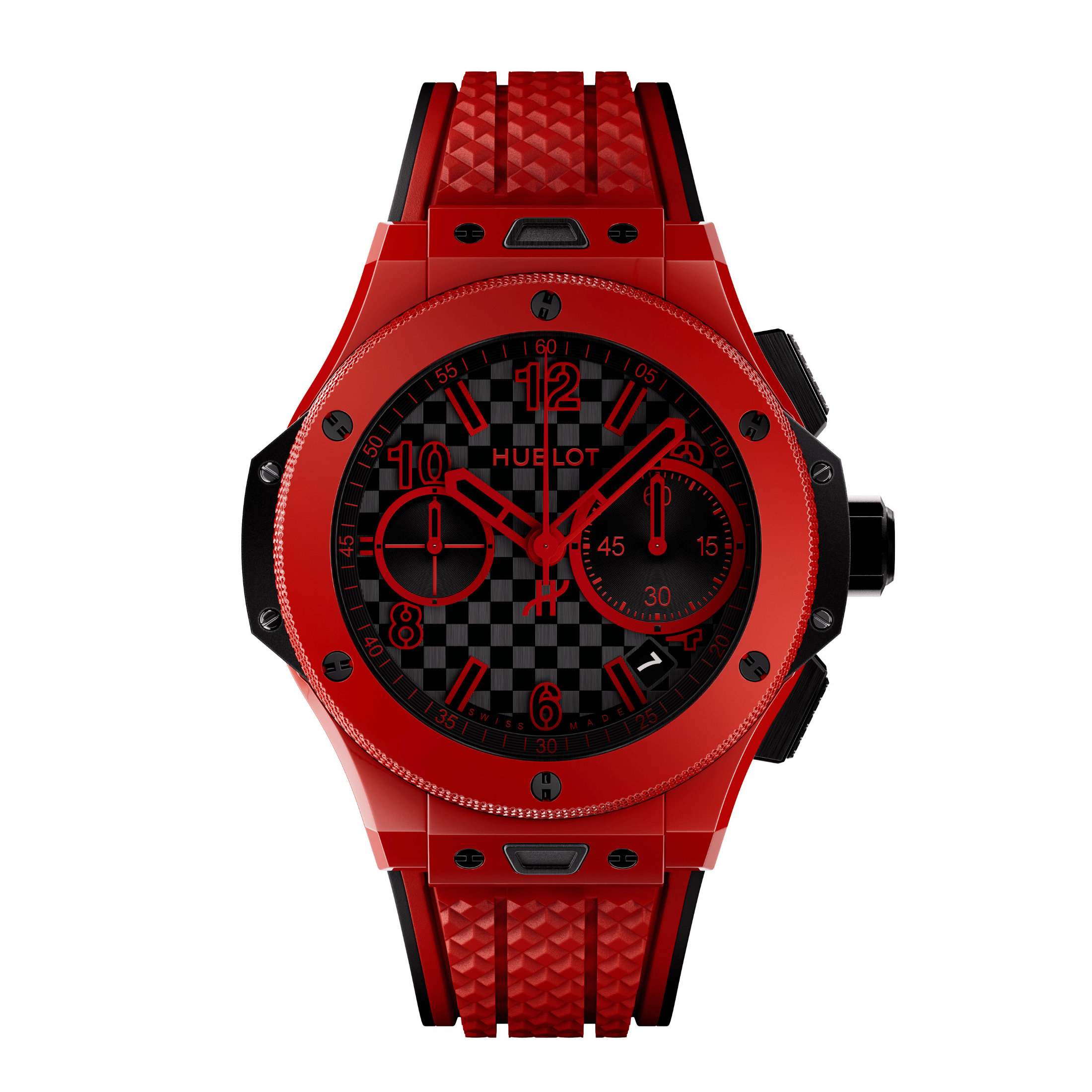 Montre Hublot Big Bang 20ème Anniversaire Red Magic automatique cadran carbone bracelet caoutchouc 43 mm