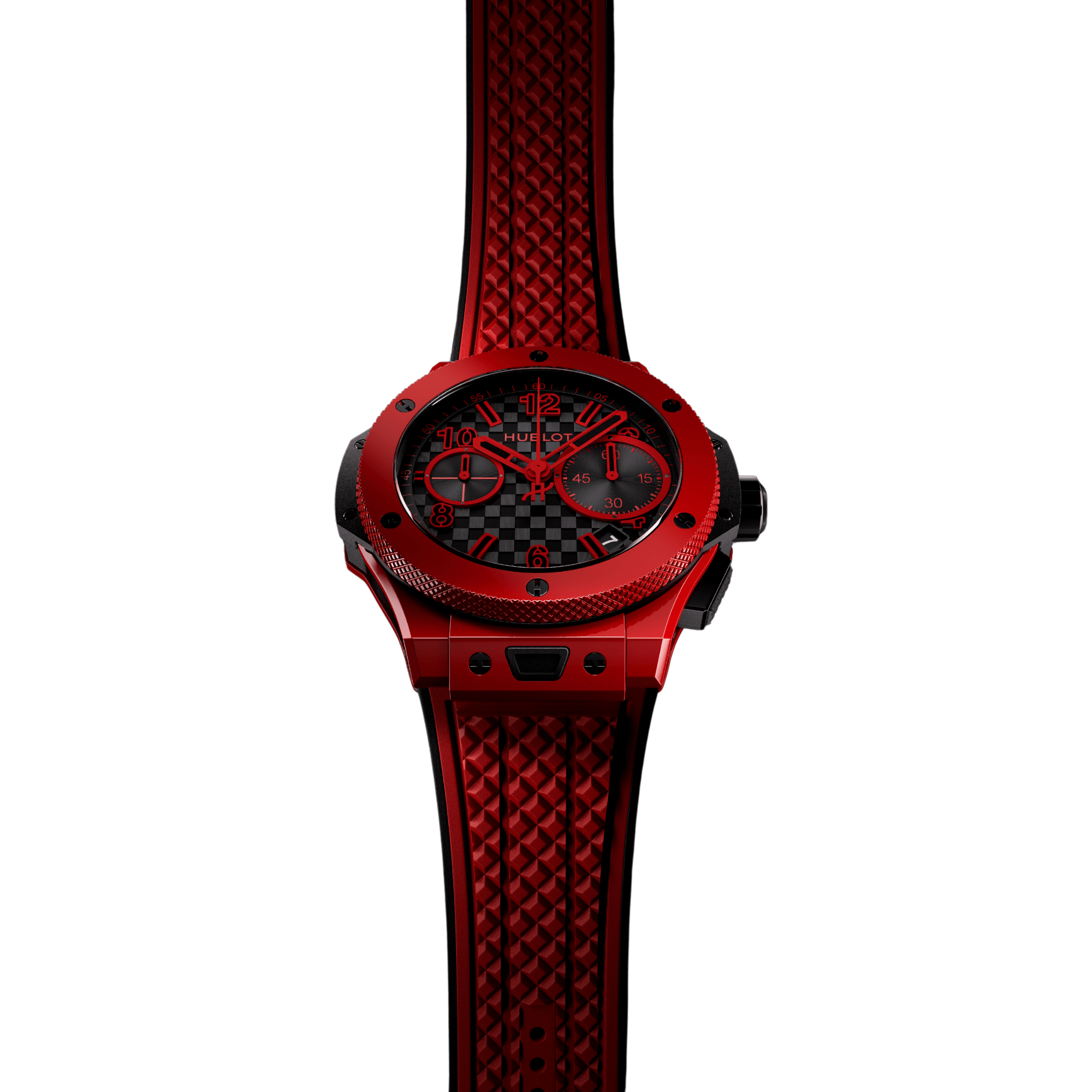 Montre Hublot Big Bang 20ème Anniversaire Red Magic automatique cadran carbone bracelet caoutchouc 43 mm