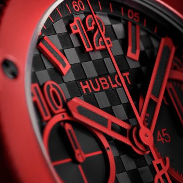 Hublot Big Bang 20th Anniversary Red Magic automatic carbon dial rubber strap 43 mm