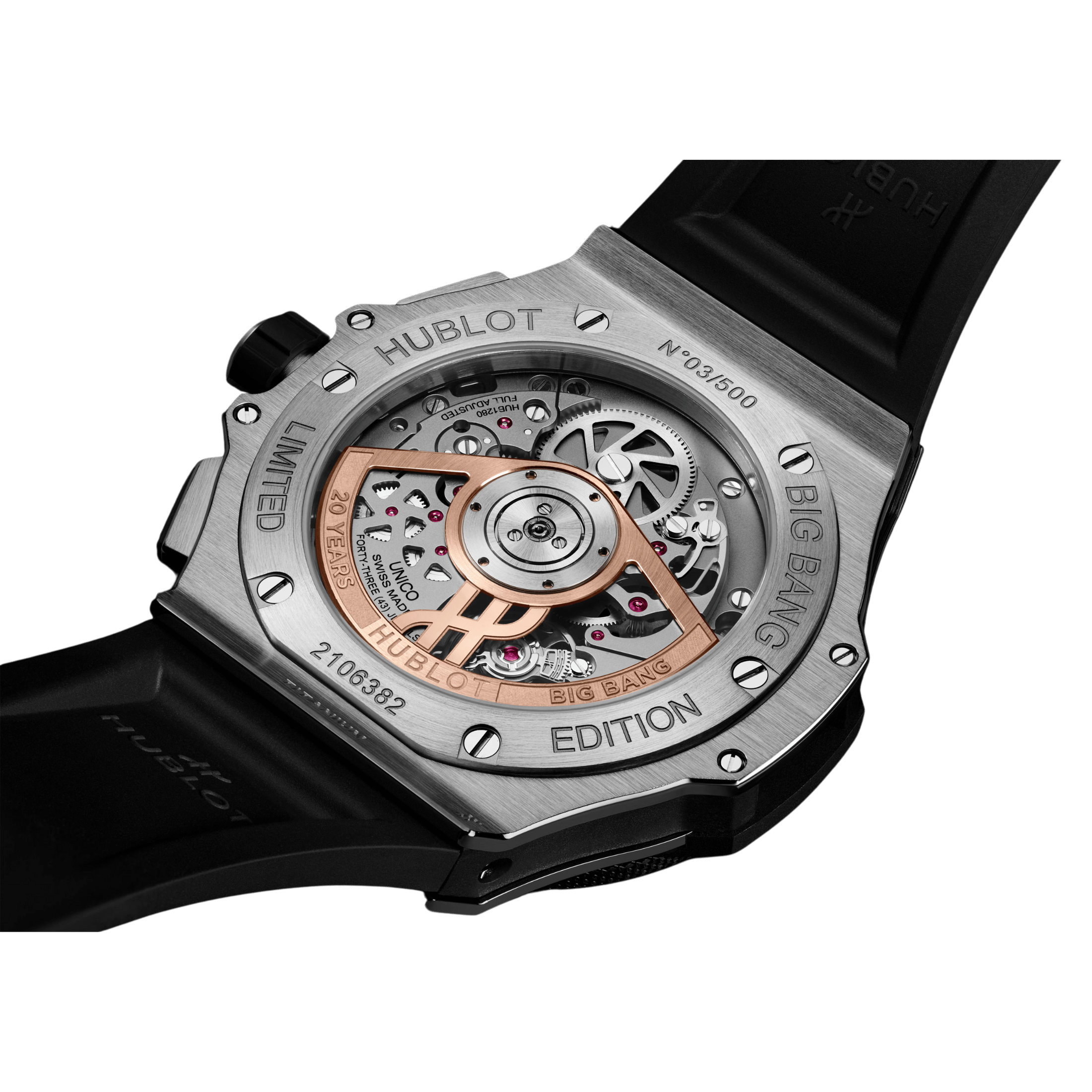 Montre Hublot Big Bang 20ème Anniversaire Titanium Ceramic automatique cadran carbone bracelet caoutchouc 43 mm
