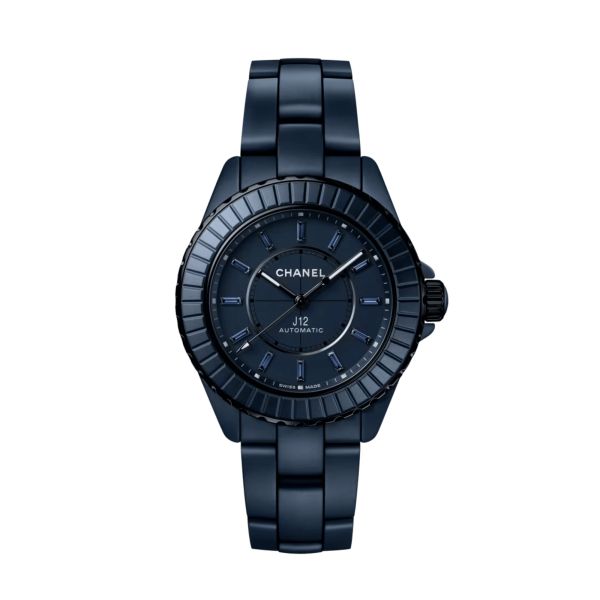 CHANEL J12 BLUE automatic watch, blue dial, blue sapphire hour markers and blue ceramic strap, 38 mm
