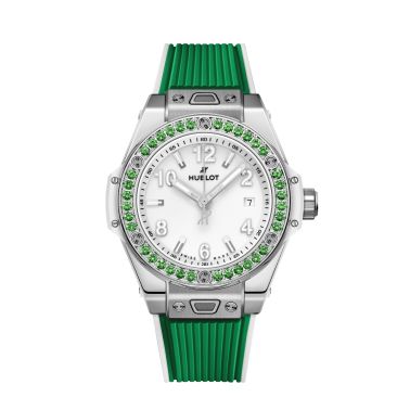 Montre Hublot Big Bang One Click Joyful Steel Apple Green automatique cadran blanc bracelet caoutchouc 33 mm