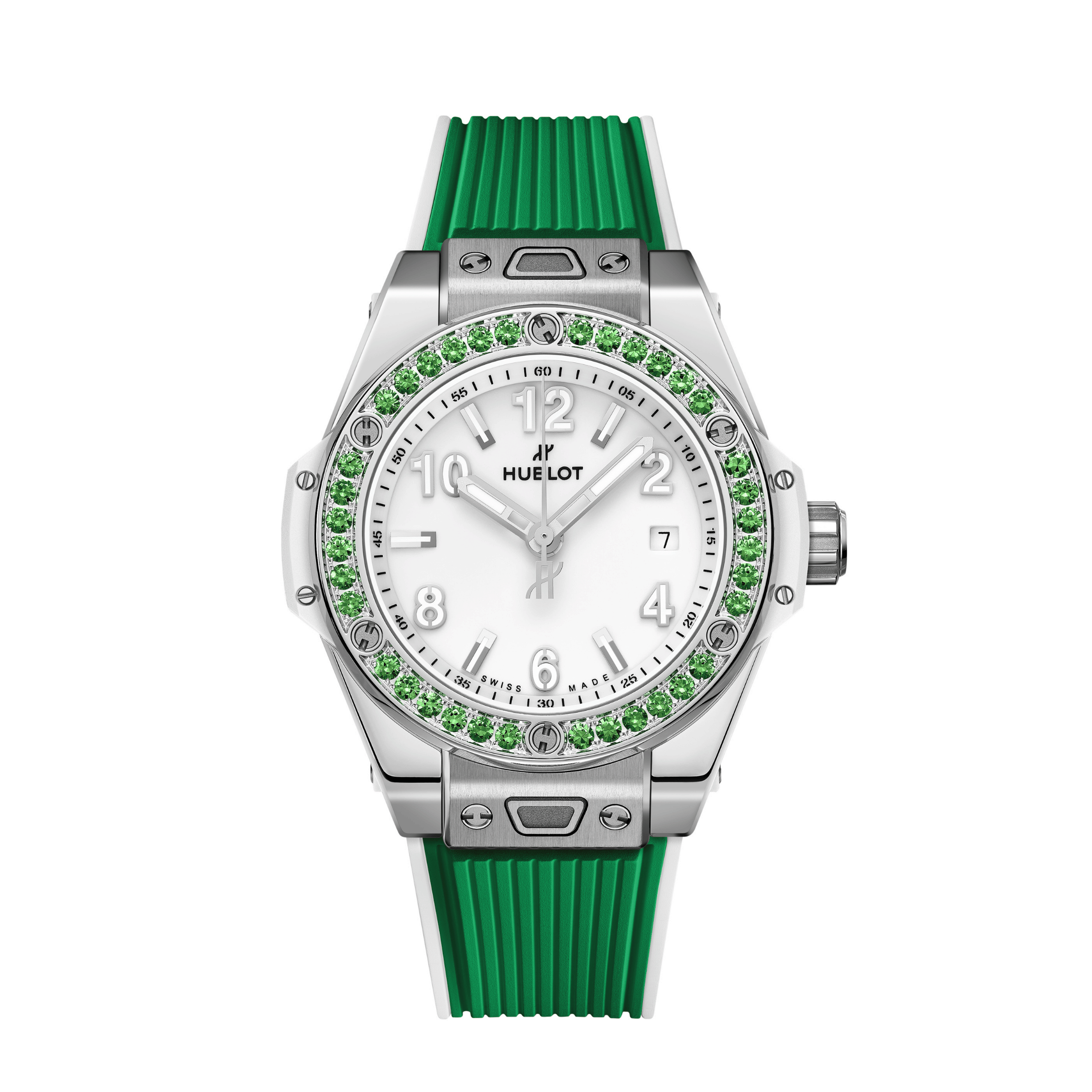 Hublot Big Bang One Click Joyful Steel Apple Green automatic white dial rubber strap 33 mm