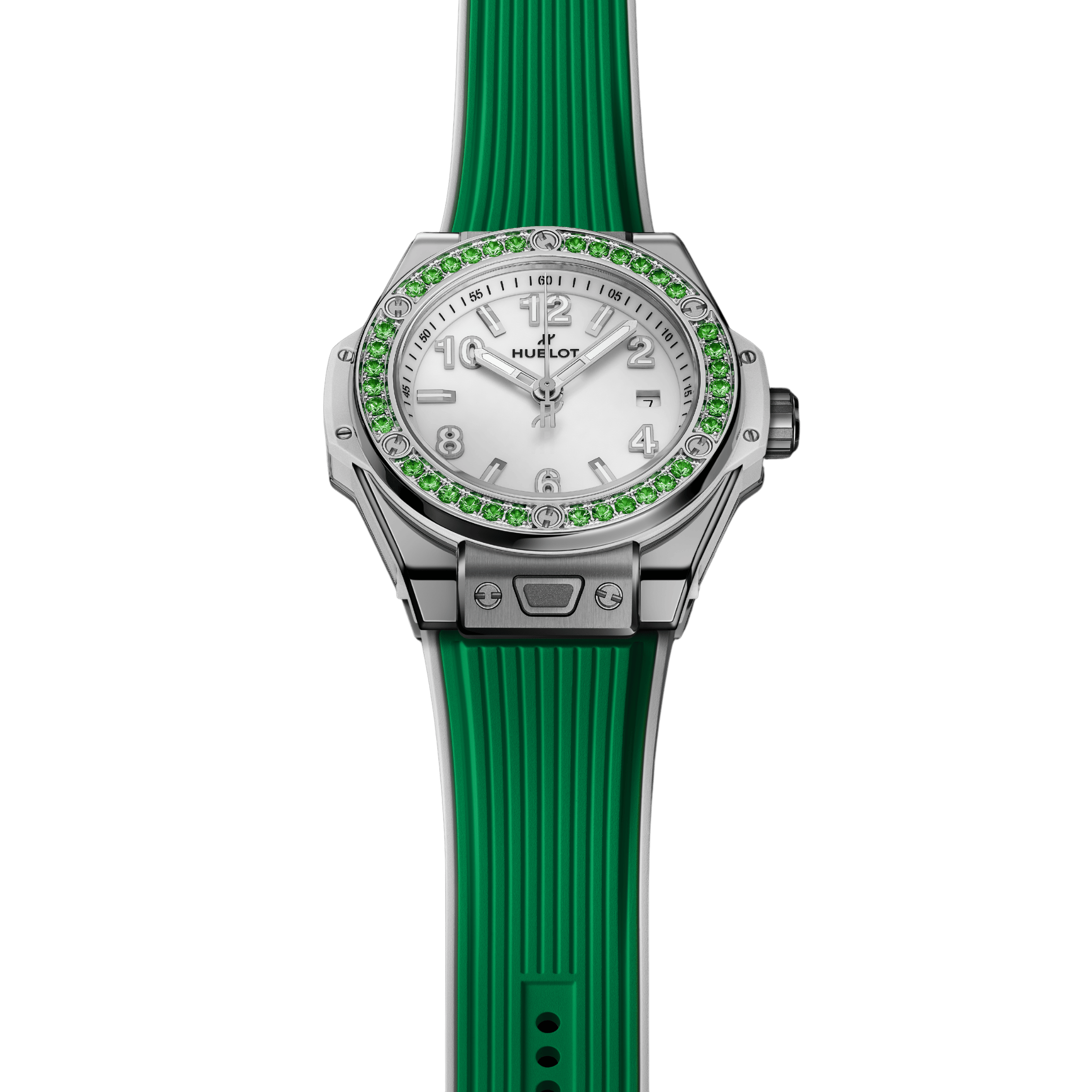 Hublot Big Bang One Click Joyful Steel Apple Green automatic white dial rubber strap 33 mm