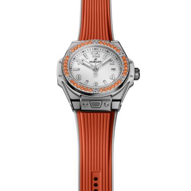 Hublot Big Bang One Click Joyful Steel Orange automatic white dial rubber strap 33 mm