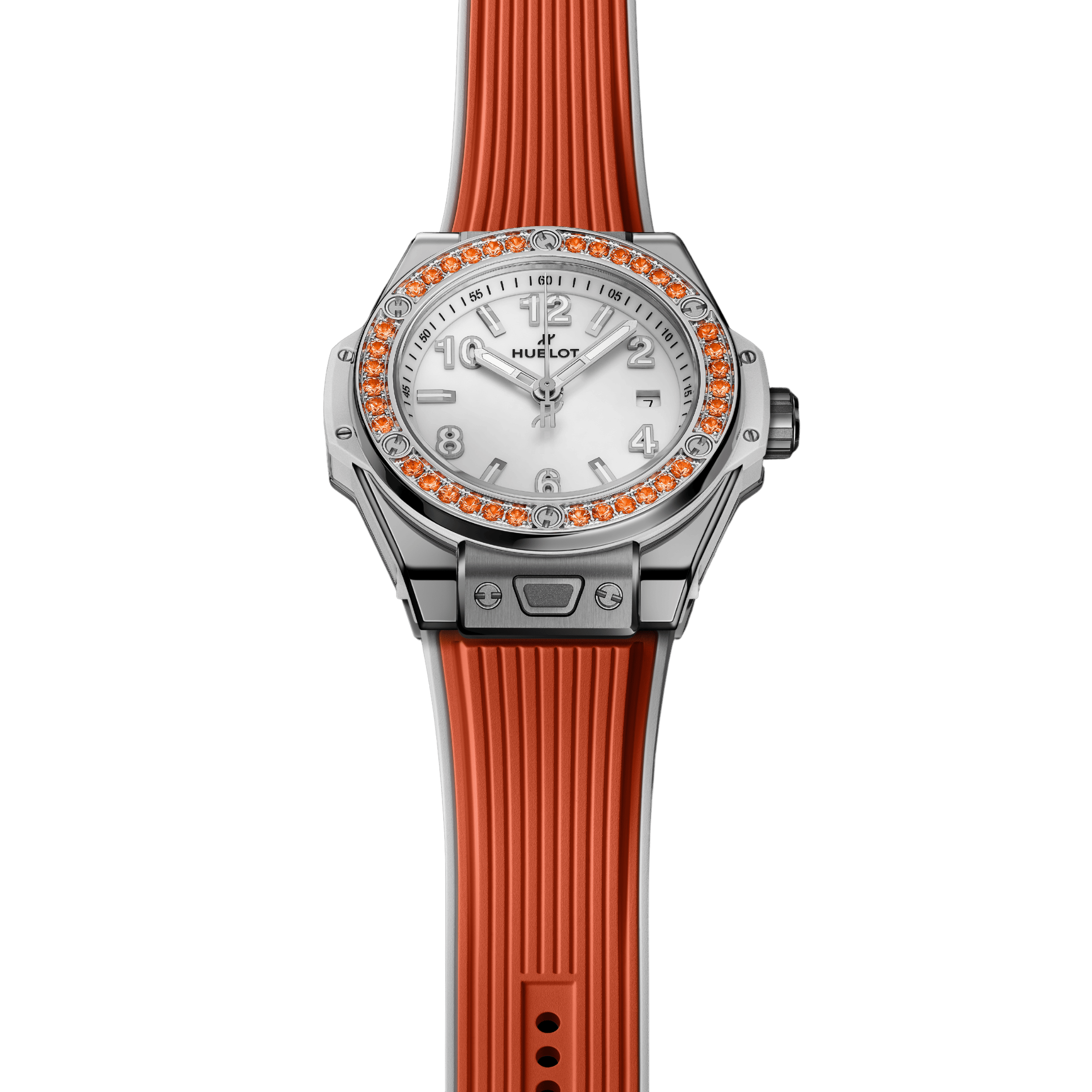 Hublot Big Bang One Click Joyful Steel Orange automatic white dial rubber strap 33 mm