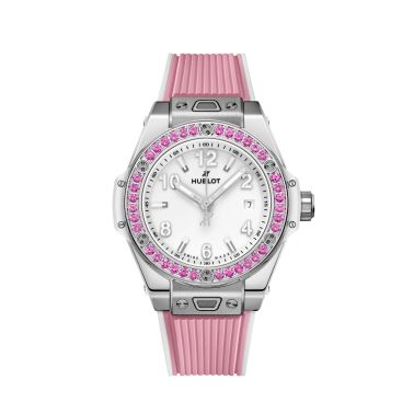 Hublot Big Bang One Click Joyful Steel Pink automatic white dial rubber strap 33 mm