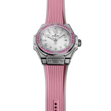 Hublot Big Bang One Click Joyful Steel Pink automatic white dial rubber strap 33 mm