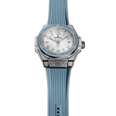 Hublot Big Bang One Click Joyful Steel Skye Blue automatic white dial rubber strap 33 mm