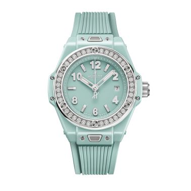 Hublot Big Bang One Click Mint Green Ceramic Diamonds automatic green dial rubber strap 33 mm