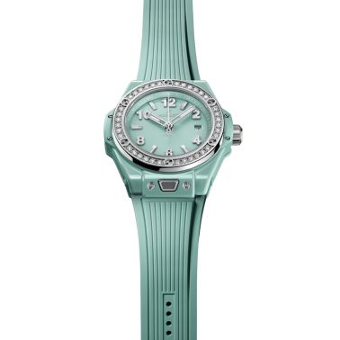 Hublot Big Bang One Click Mint Green Ceramic Diamonds automatic green dial rubber strap 33 mm