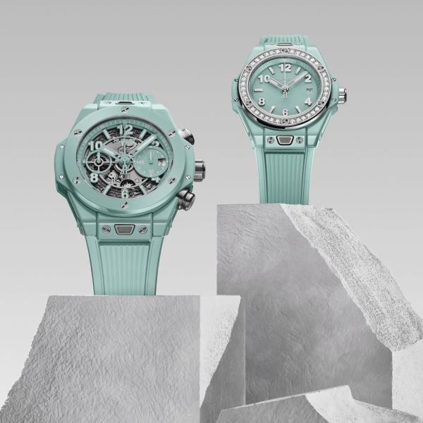Hublot Big Bang One Click Mint Green Ceramic Diamonds automatic green dial rubber strap 33 mm