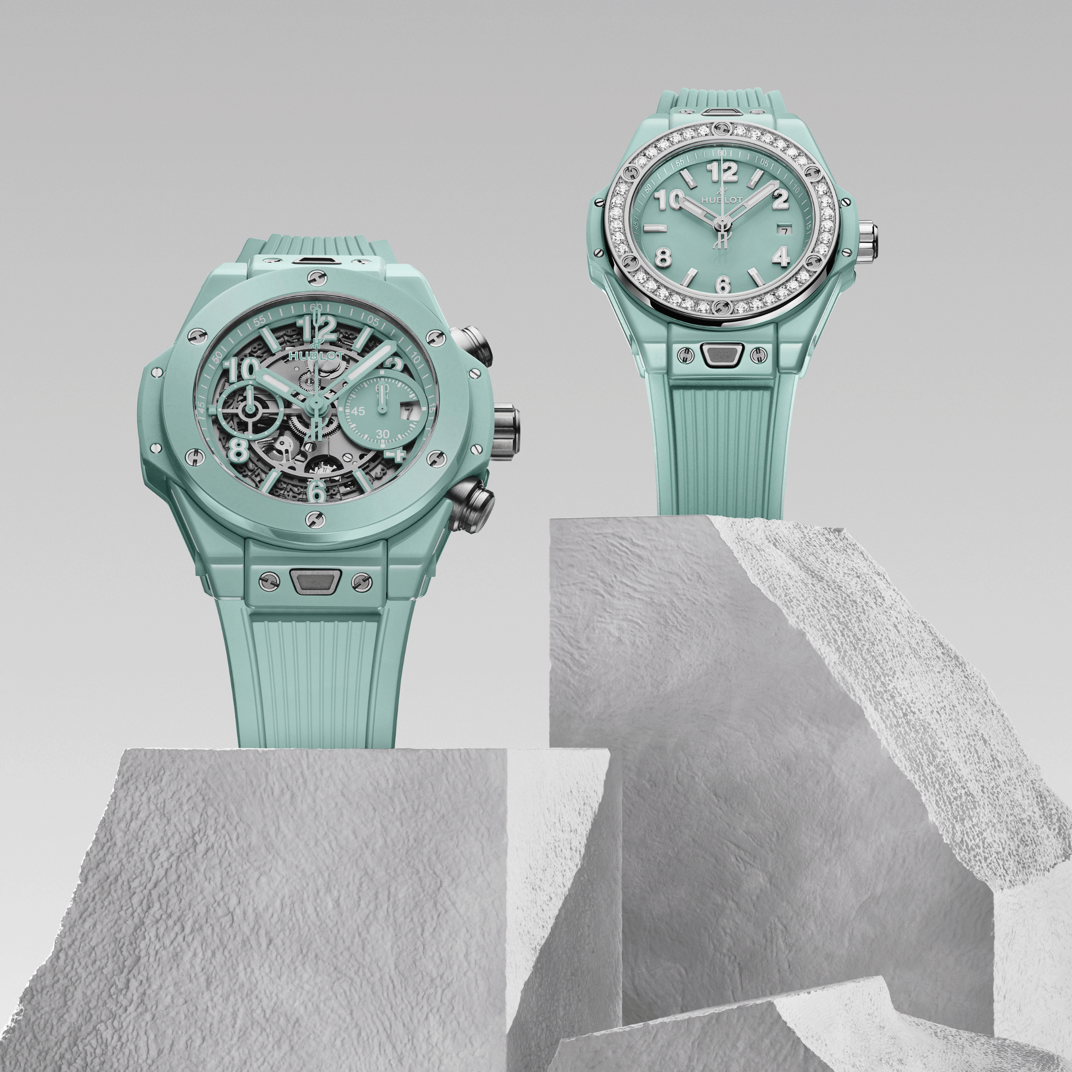Hublot Big Bang One Click Mint Green Ceramic Diamonds automatic green dial rubber strap 33 mm