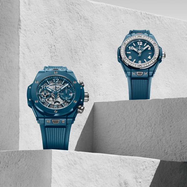 Hublot Big Bang One Click Petrol Blue Ceramic Diamonds automatic blue dial rubber strap 33 mm