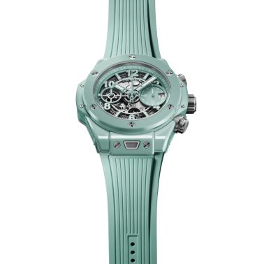 Hublot Big Bang UNICO Mint Green Ceramic automatic skeleton dial rubber strap 42 mm