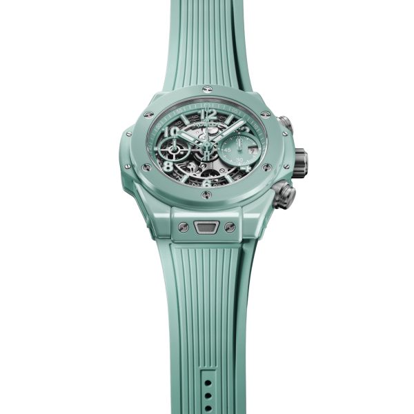 Hublot Big Bang UNICO Mint Green Ceramic automatic skeleton dial rubber strap 42 mm