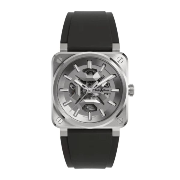 Montre Bell & Ross BR 03 Skeleton Grey Steel automatique bracelet caoutchouc 41 mm