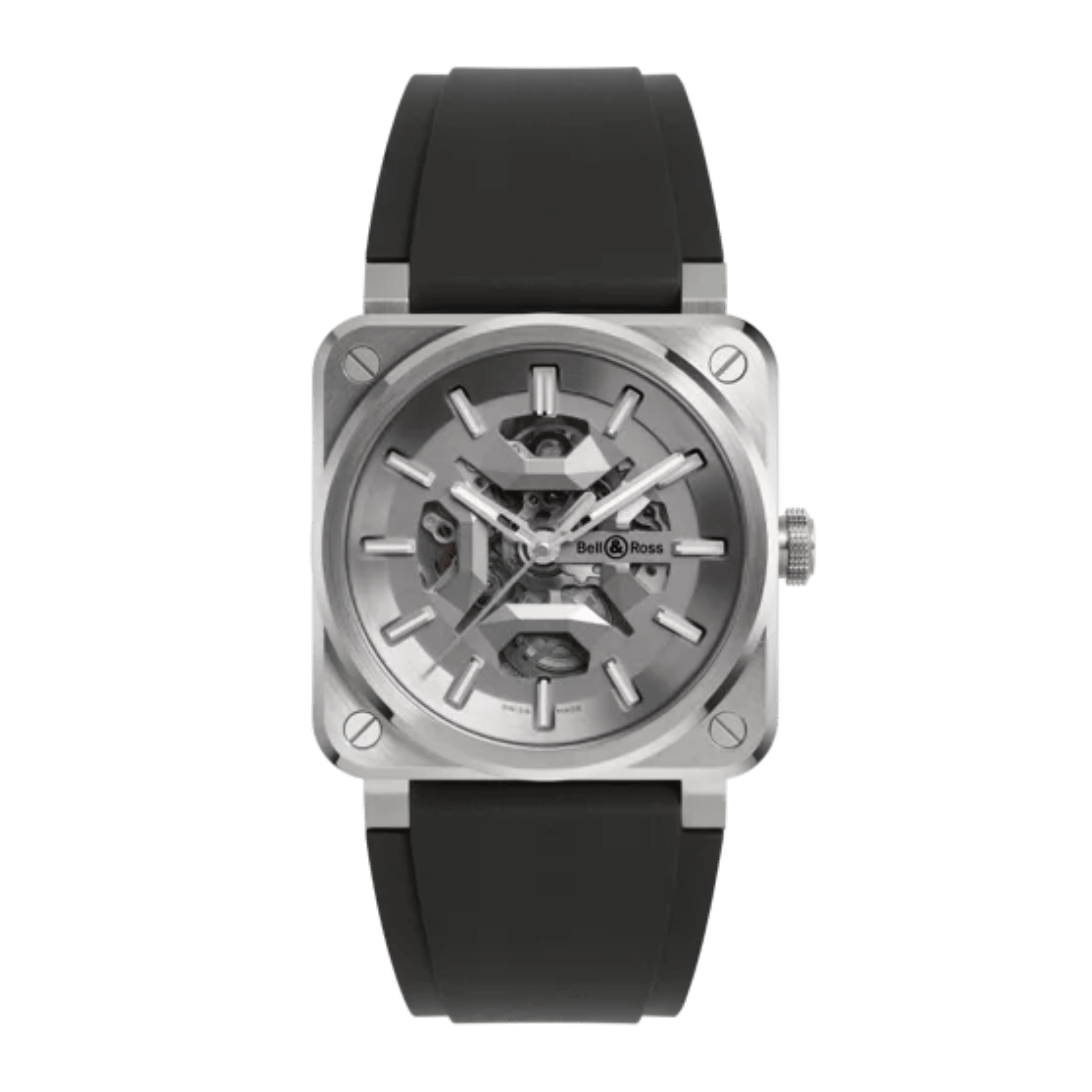 copy ofBell & Ross watch BR 03 Skeleton Black Ceramic automatic 41 mm rubber strap