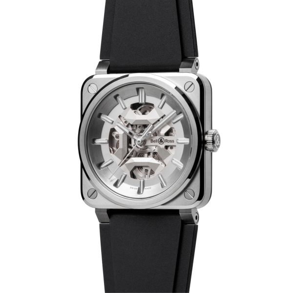 Montre Bell & Ross BR 03 Skeleton Grey Steel automatique bracelet caoutchouc 41 mm