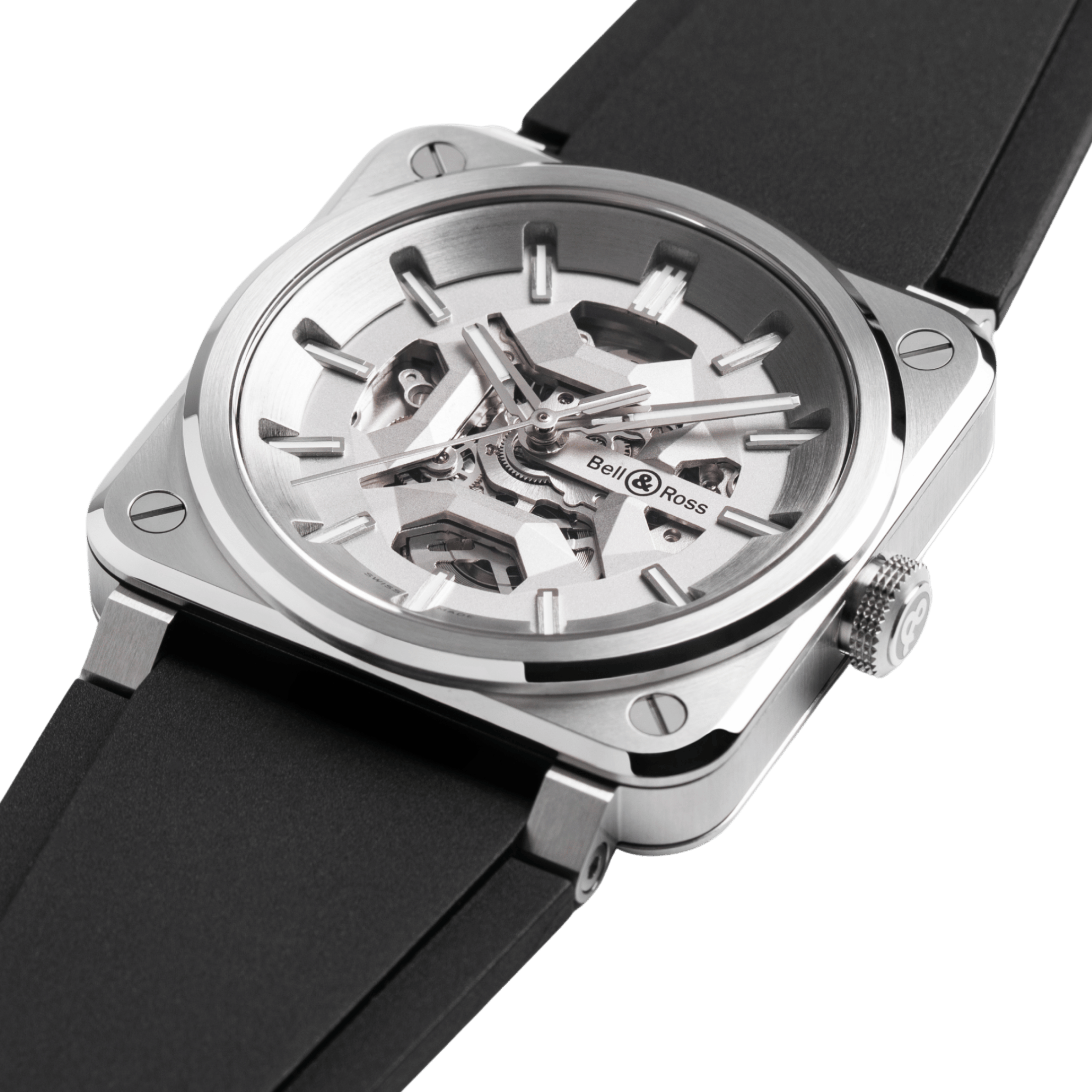 Montre Bell & Ross BR 03 Skeleton Grey Steel automatique bracelet caoutchouc 41 mm