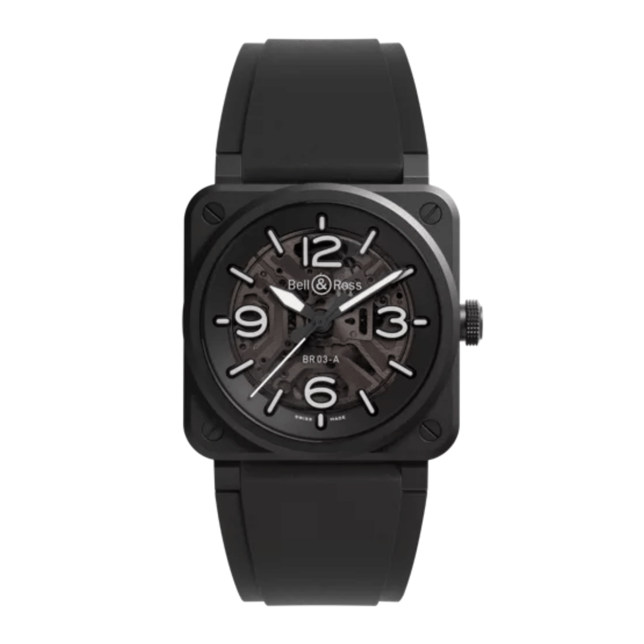 Bell & Ross watch BR 03 Skeleton Black Ceramic automatic 41 mm rubber strap
