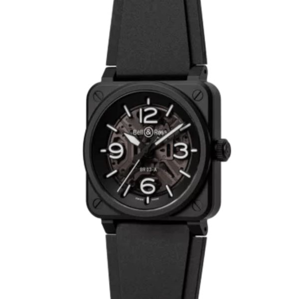 Bell & Ross watch BR 03 Skeleton Black Ceramic automatic 41 mm rubber strap