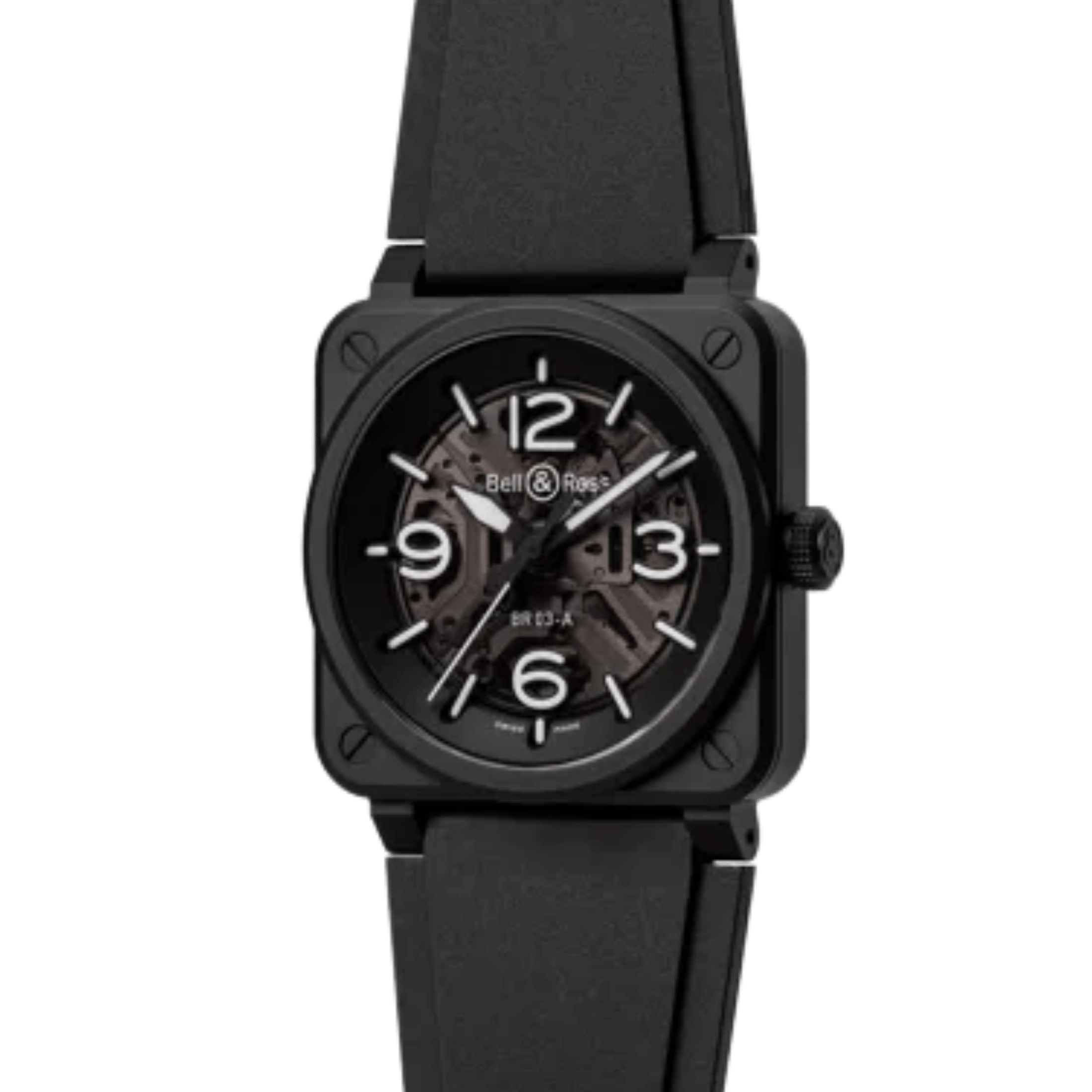 Bell & Ross watch BR 03 Skeleton Black Ceramic automatic 41 mm rubber strap