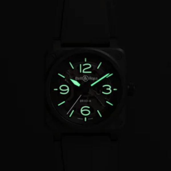 Bell & Ross watch BR 03 Skeleton Black Ceramic automatic 41 mm rubber strap