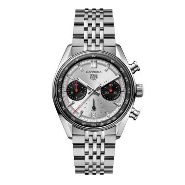 TAG Heuer Carrera Chronograph "Glassbox" automatic silver dial "beads-of-rice" steel bracelet 39 mm