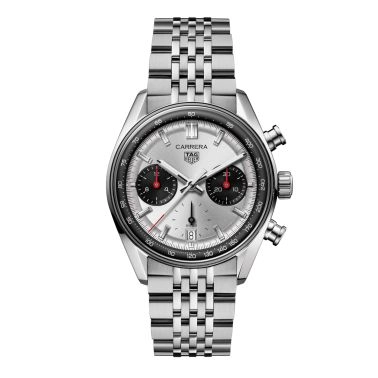 TAG Heuer Carrera Chronograph "Glassbox" automatic silver dial "beads-of-rice" steel bracelet 39 mm