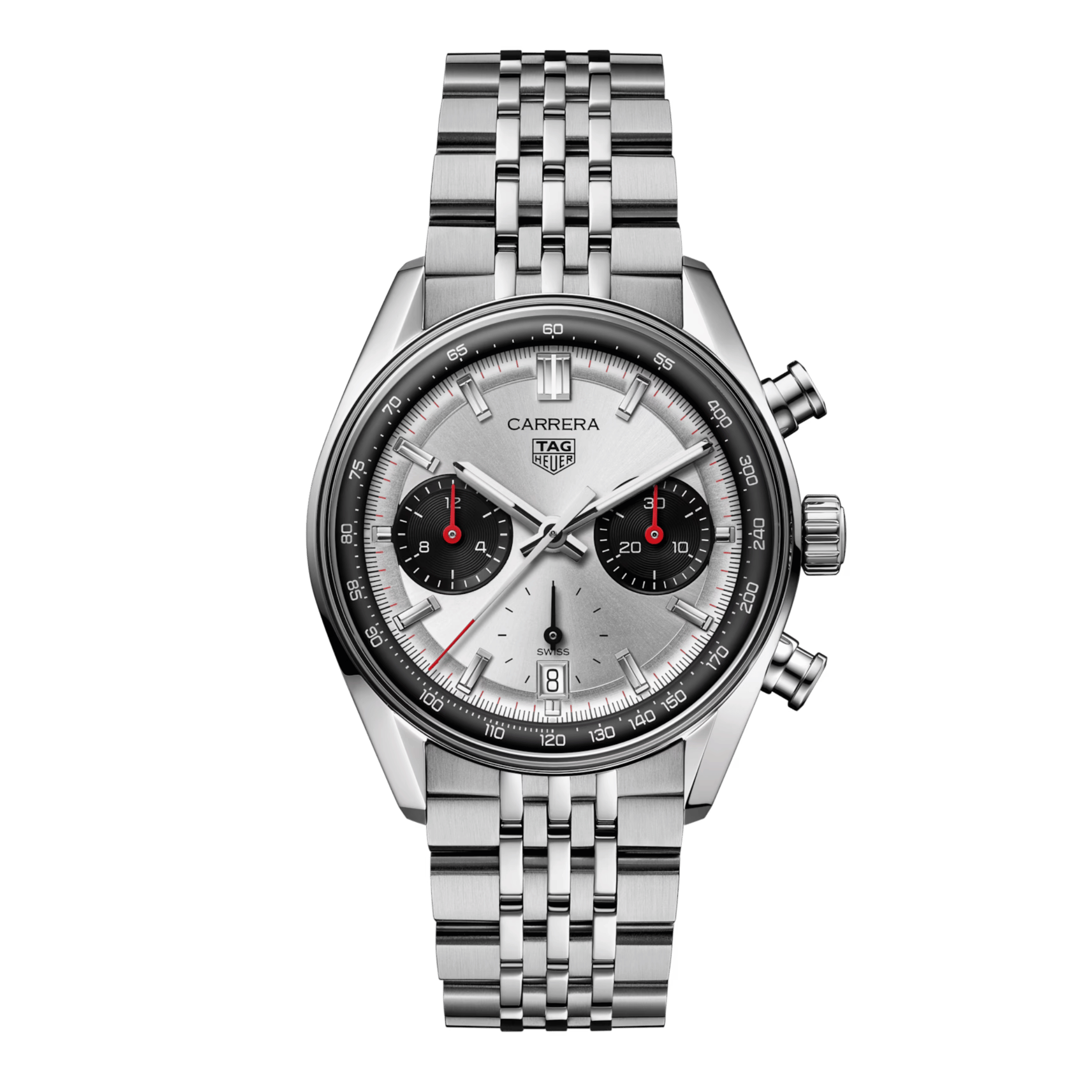 TAG Heuer Carrera Chronograph "Glassbox" automatic silver dial "beads-of-rice" steel bracelet 39 mm