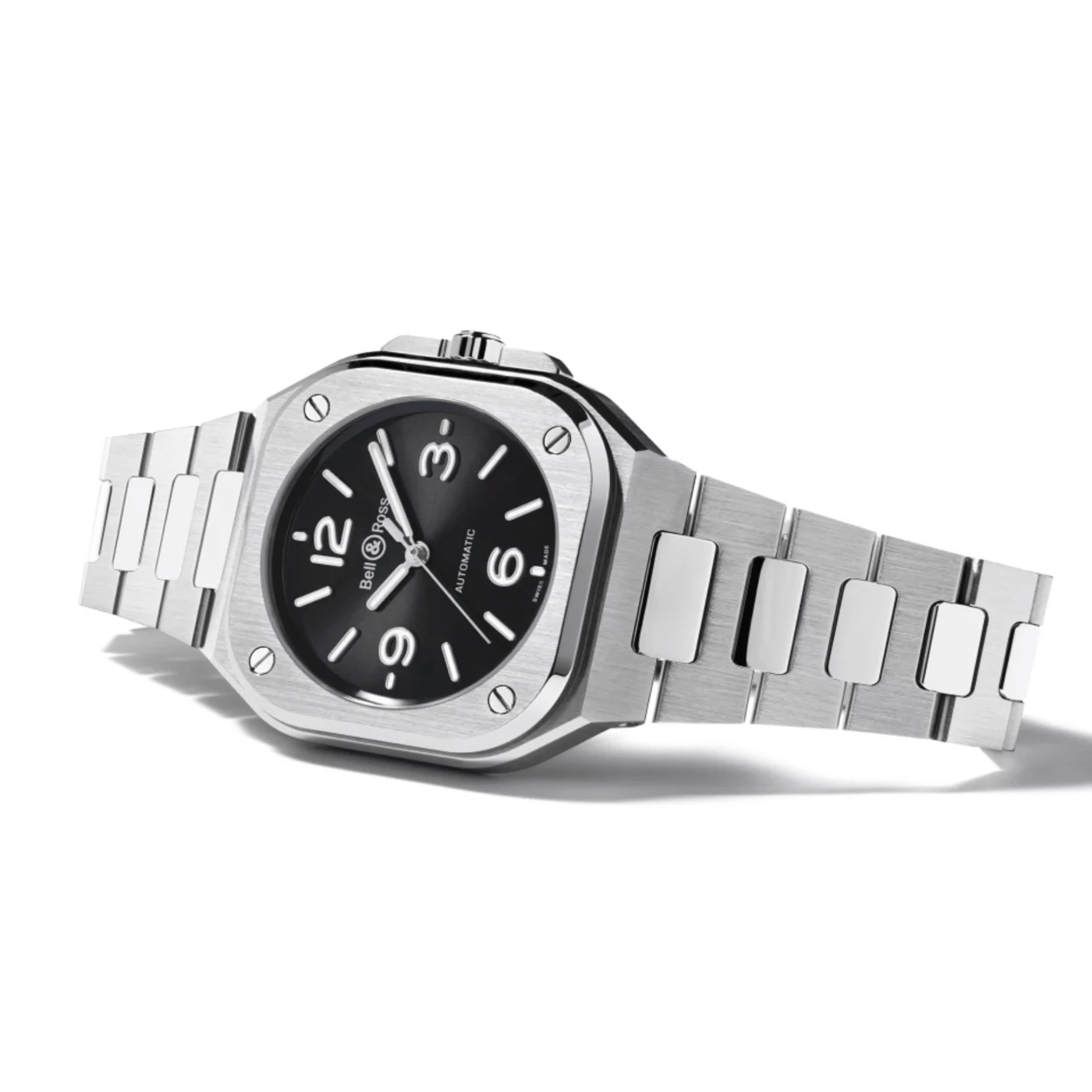 Watch Bell & Ross BR 05 Black Steel automatic black dial steel bracelet 36 mm