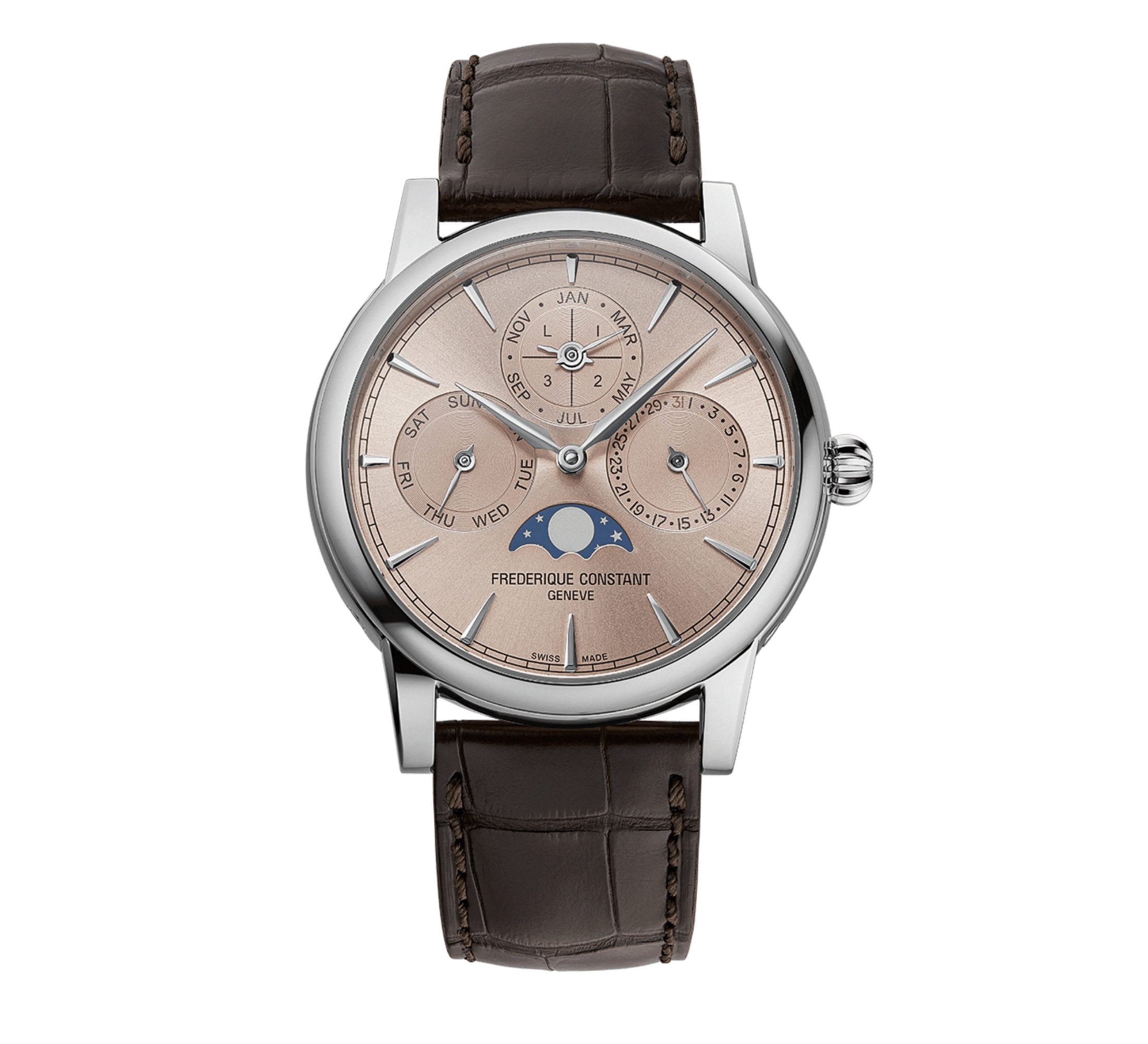 Frederique Constant Manufacture Classic Perpetual Calendar automatic salmon dial leather strap 40 mm