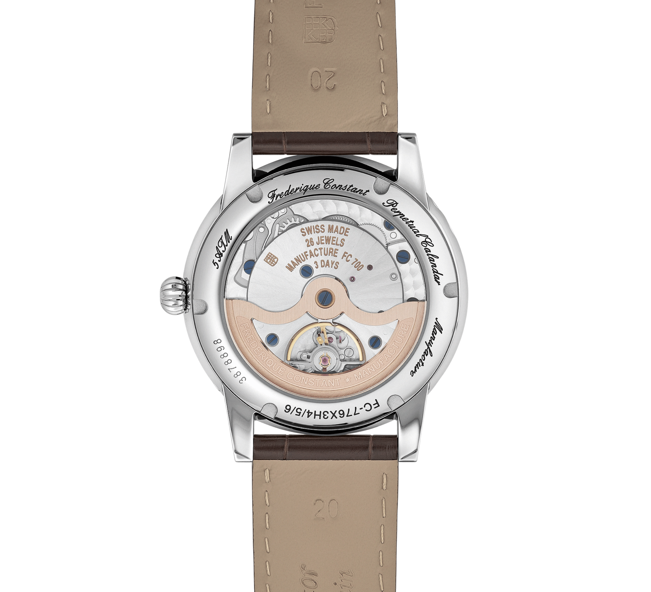 Frederique Constant Manufacture Classic Perpetual Calendar automatic salmon dial leather strap 40 mm