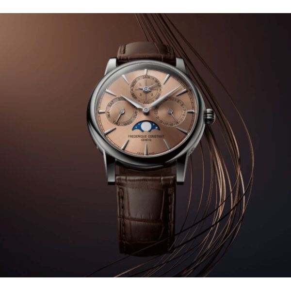 Frederique Constant Manufacture Classic Perpetual Calendar automatic salmon dial leather strap 40 mm