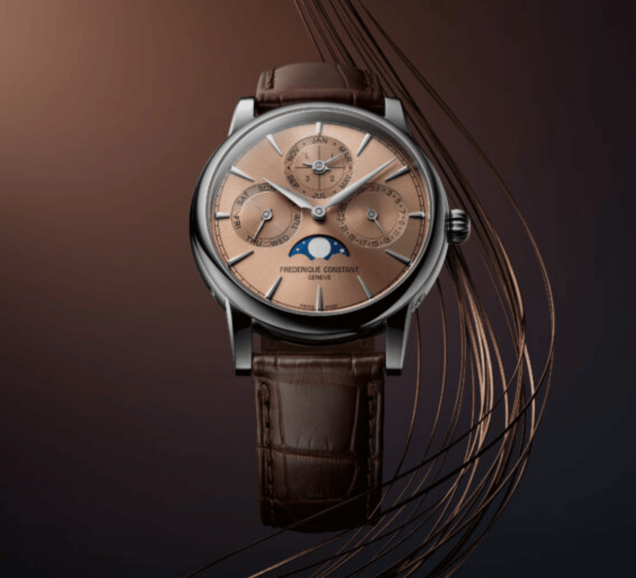 Frederique Constant Manufacture Classic Perpetual Calendar automatic salmon dial leather strap 40 mm