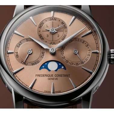 Frederique Constant Manufacture Classic Perpetual Calendar automatic salmon dial leather strap 40 mm