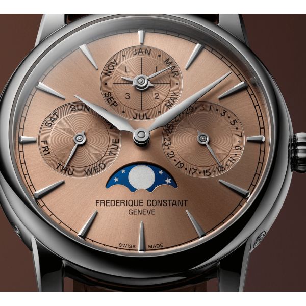 Montre Frederique Constant Manufacture Classic Perpetual Calendar automatique cadran saumon bracelet cuir 40 mm