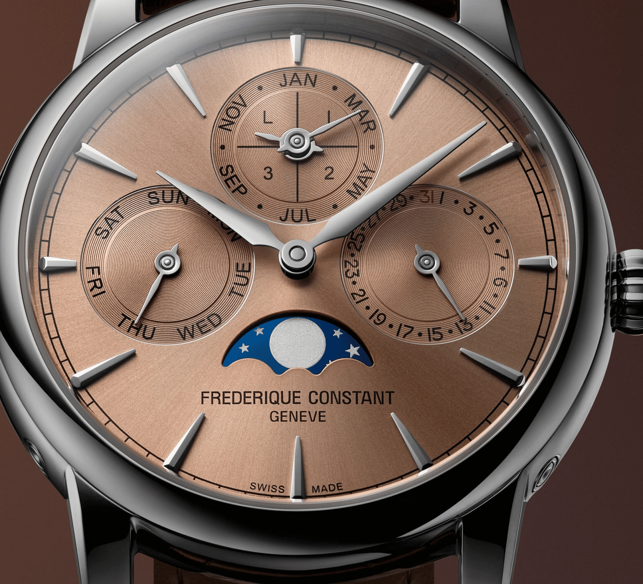 Frederique Constant Manufacture Classic Perpetual Calendar automatic salmon dial leather strap 40 mm