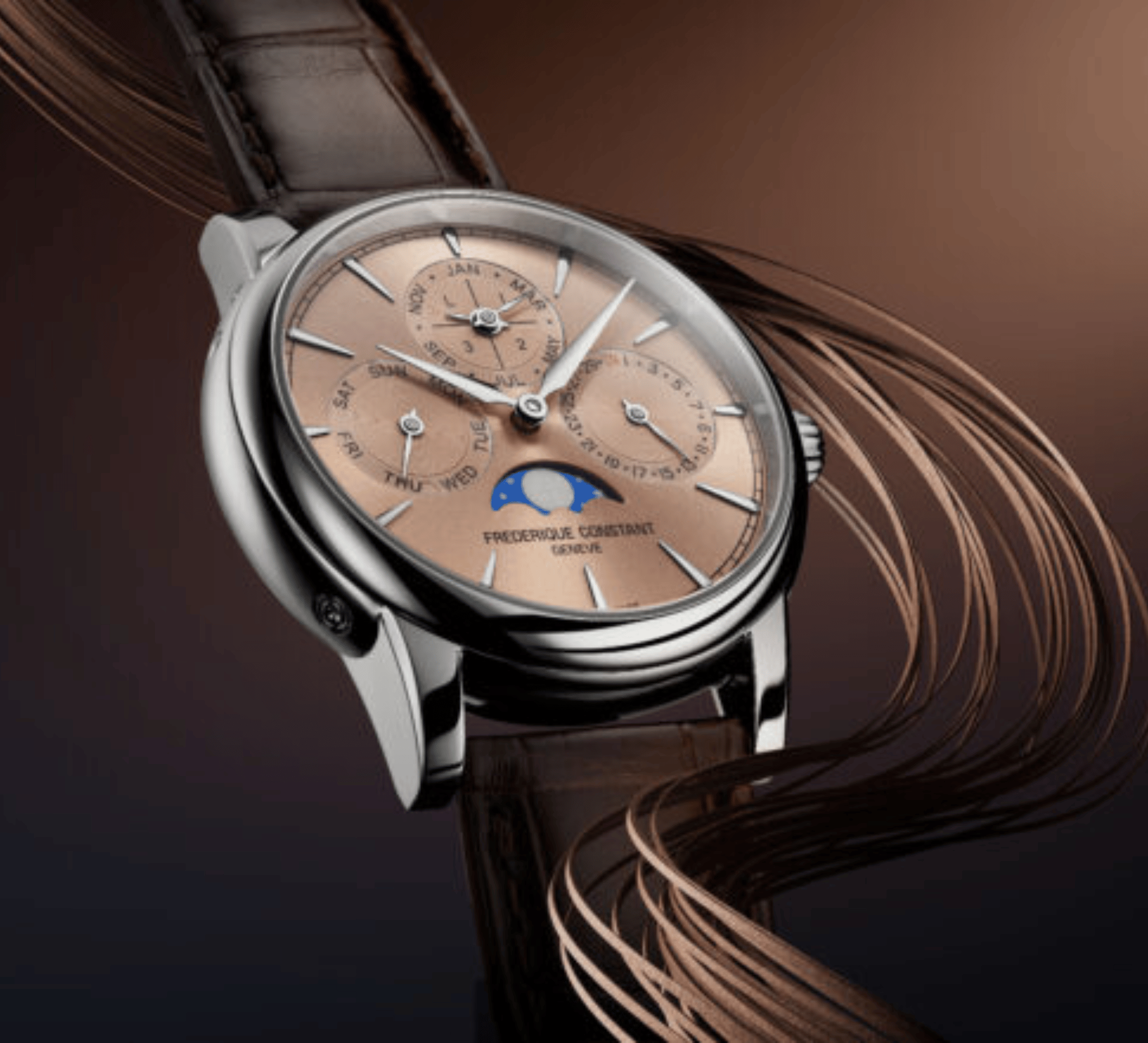 Montre Frederique Constant Manufacture Classic Perpetual Calendar automatique cadran saumon bracelet cuir 40 mm