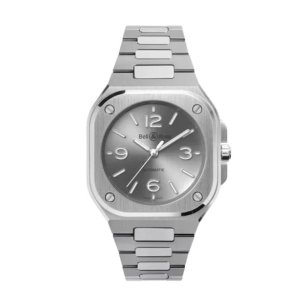 Montre Bell and Ross BR 05 Grey Steel automatique cadran gris bracelet acier 36 mm