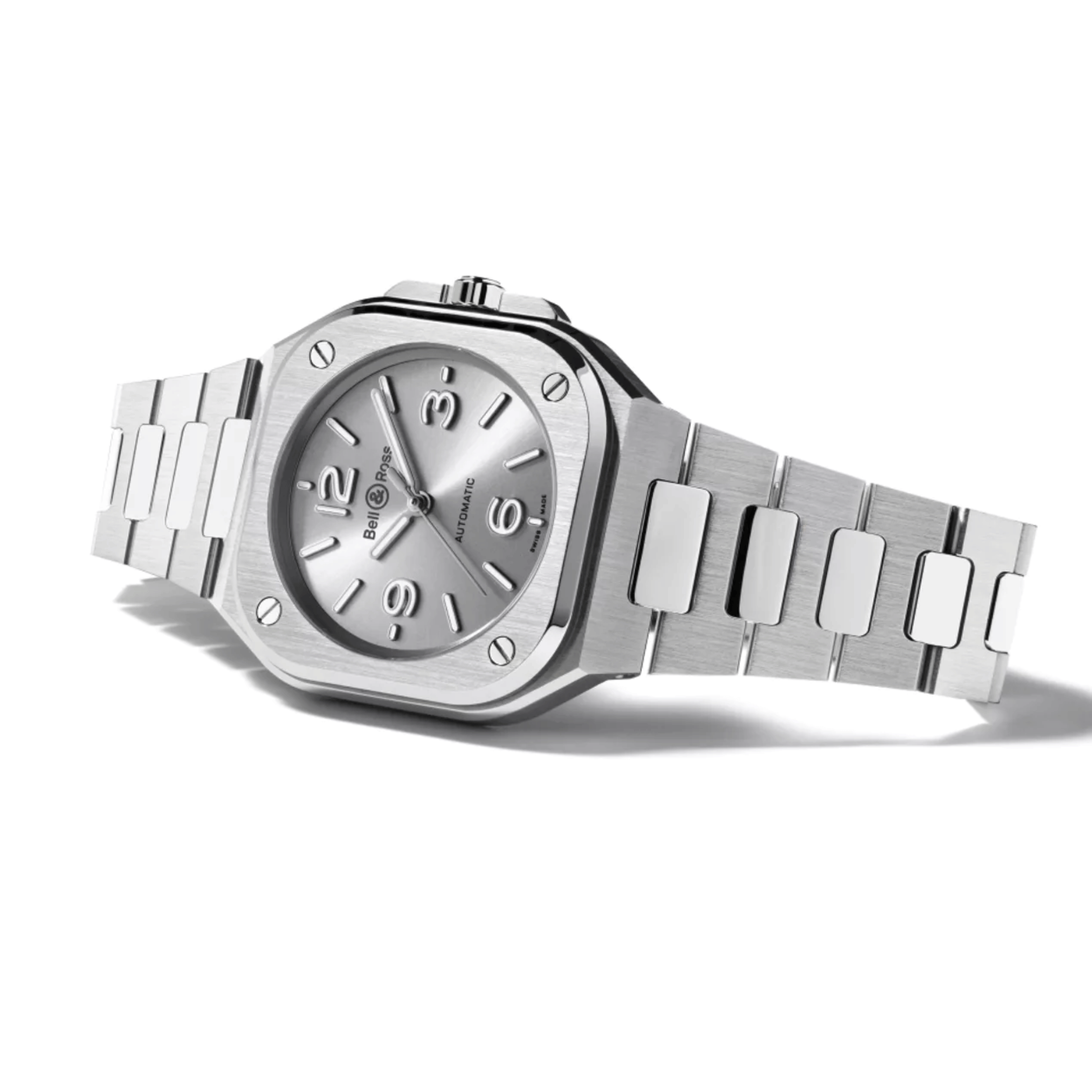 Montre Bell and Ross BR 05 Grey Steel automatique cadran gris bracelet acier 36 mm