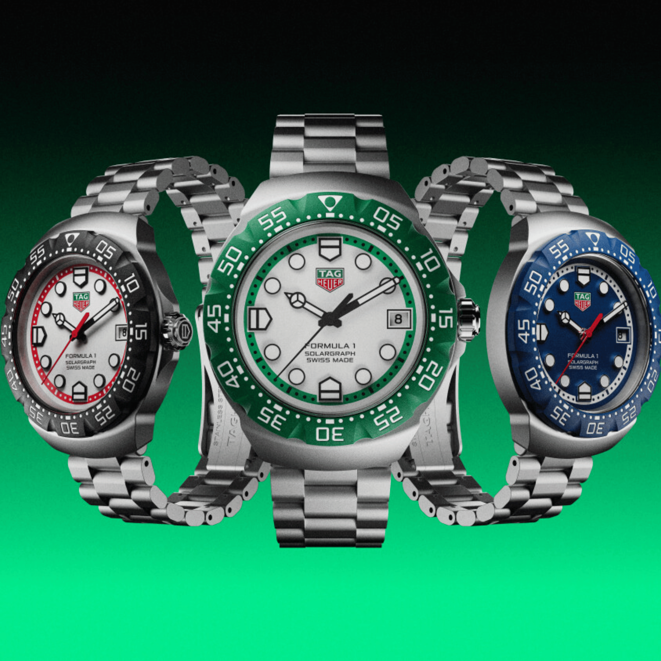 Montre TAG Heuer Formula 1 Solargraph cadran bleu bracelet acier 38 mm