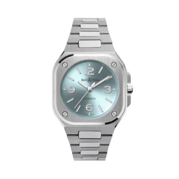 Montre Bell and Ross BR 05 Ice Blue Steel automatique cadran bleu bracelet acier 36 mm