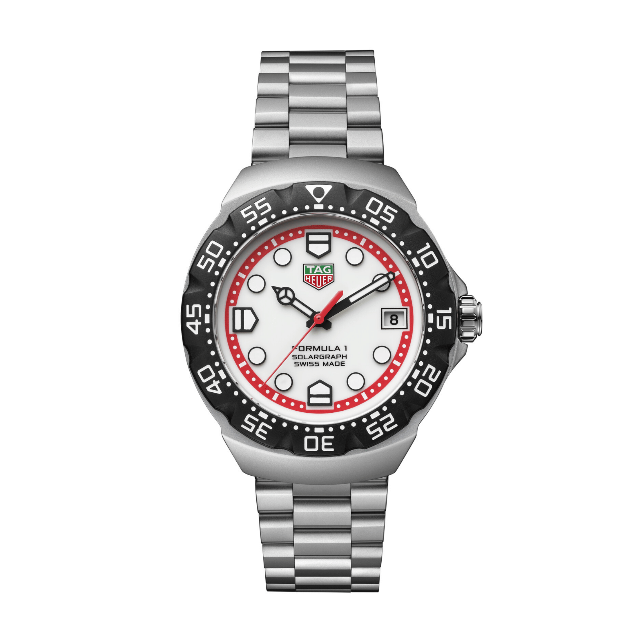 Montre TAG Heuer Formula 1 Solargraph cadran blanc bracelet acier 38 mm
