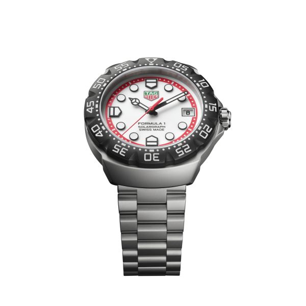 Montre TAG Heuer Formula 1 Solargraph cadran blanc bracelet acier 38 mm