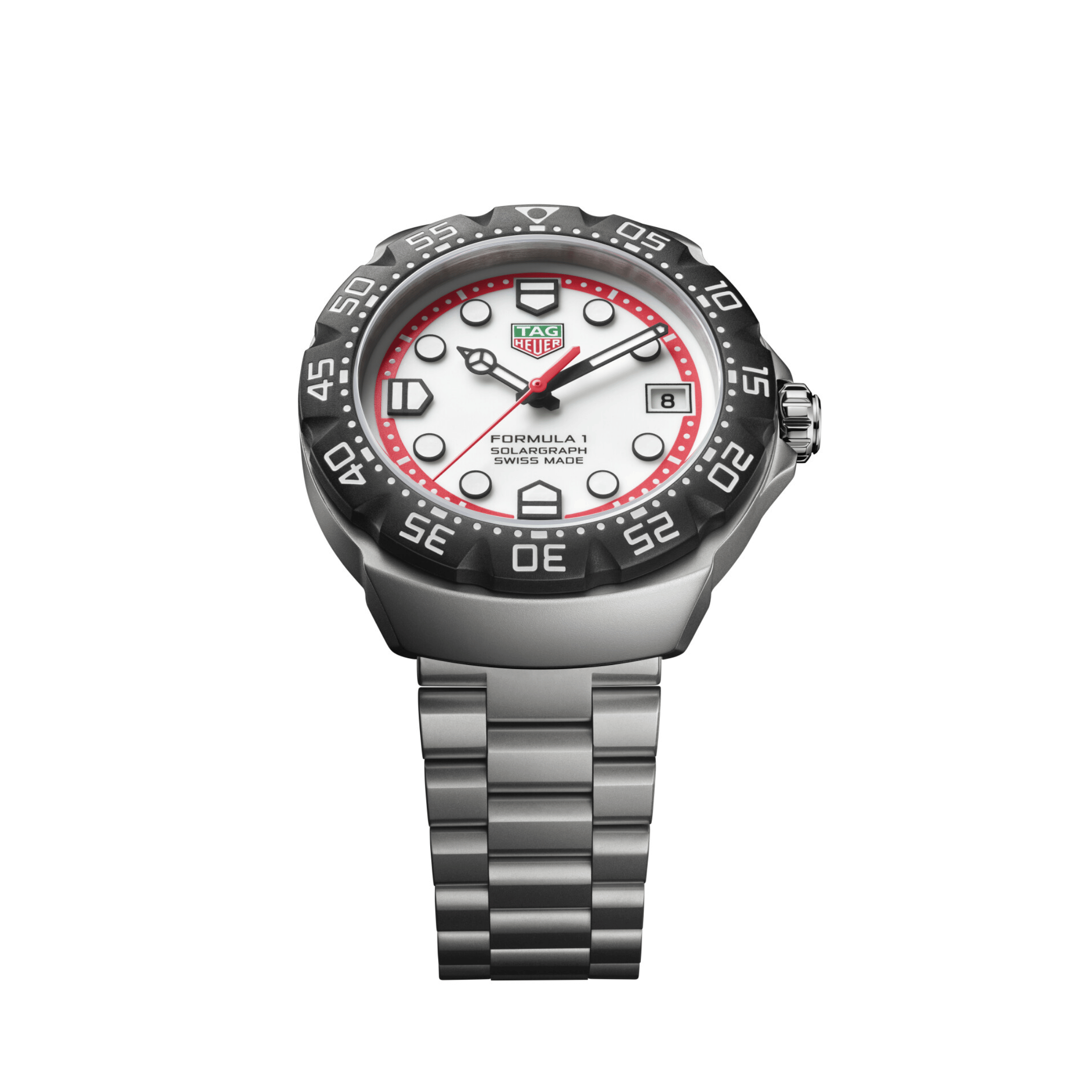 Montre TAG Heuer Formula 1 Solargraph cadran blanc bracelet acier 38 mm