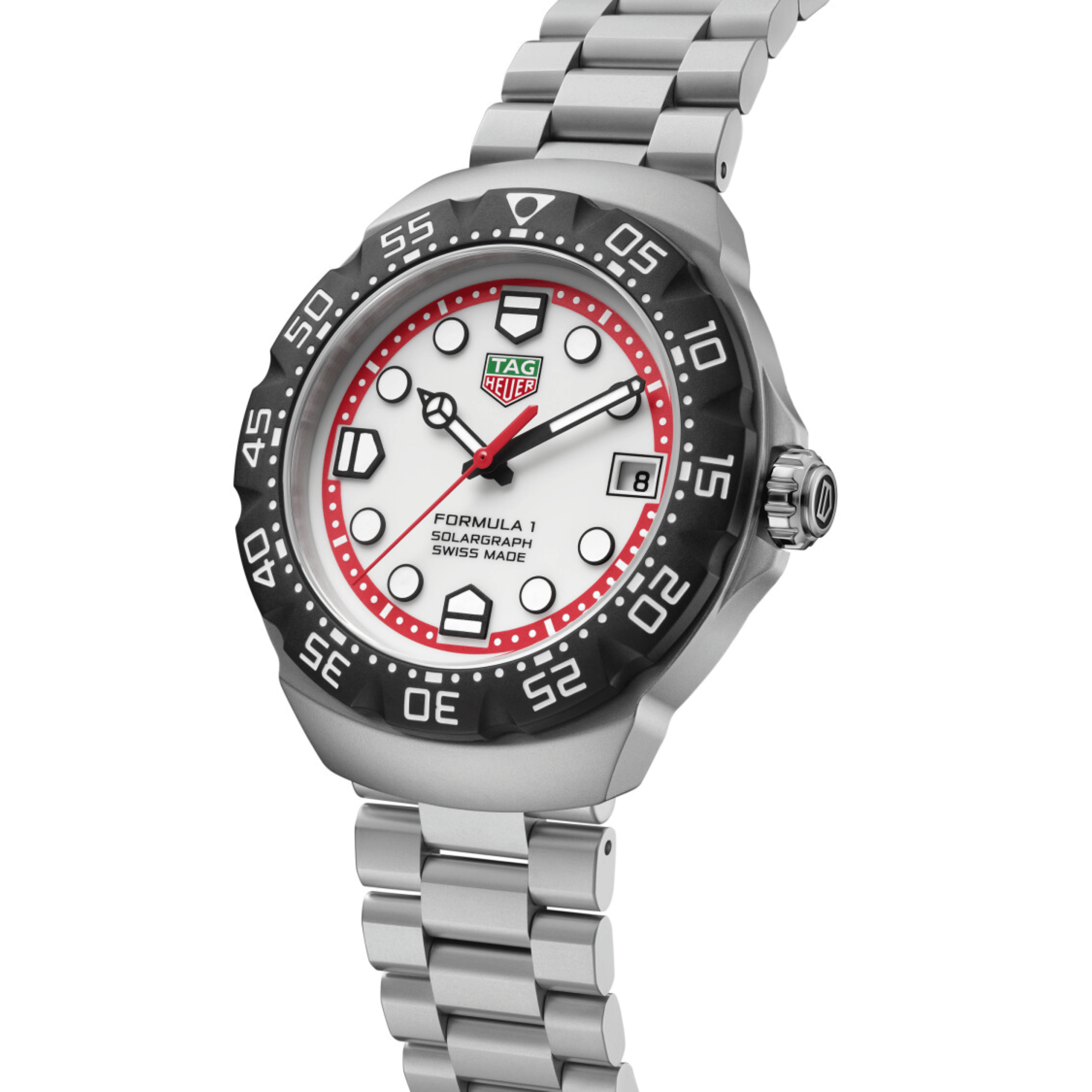 Montre TAG Heuer Formula 1 Solargraph cadran blanc bracelet acier 38 mm