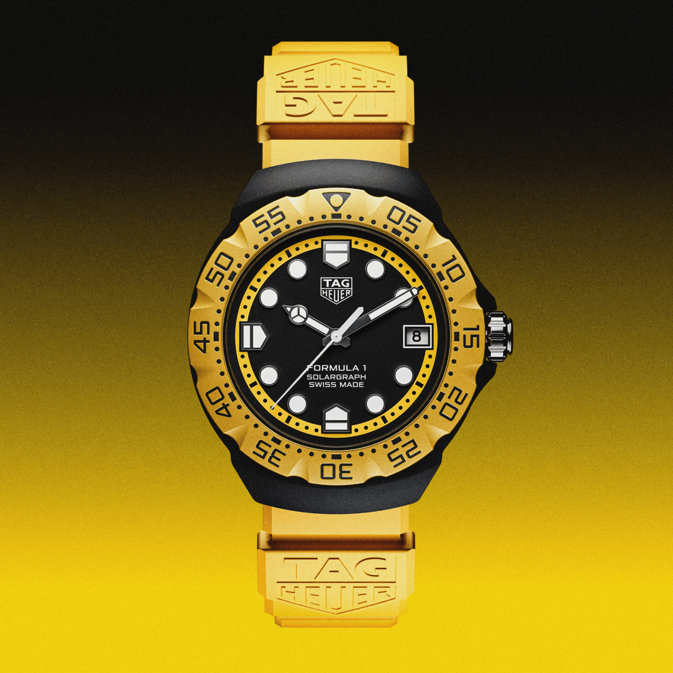 TAG Heuer Formula 1 Solargraph black dial rubber strap 38 mm