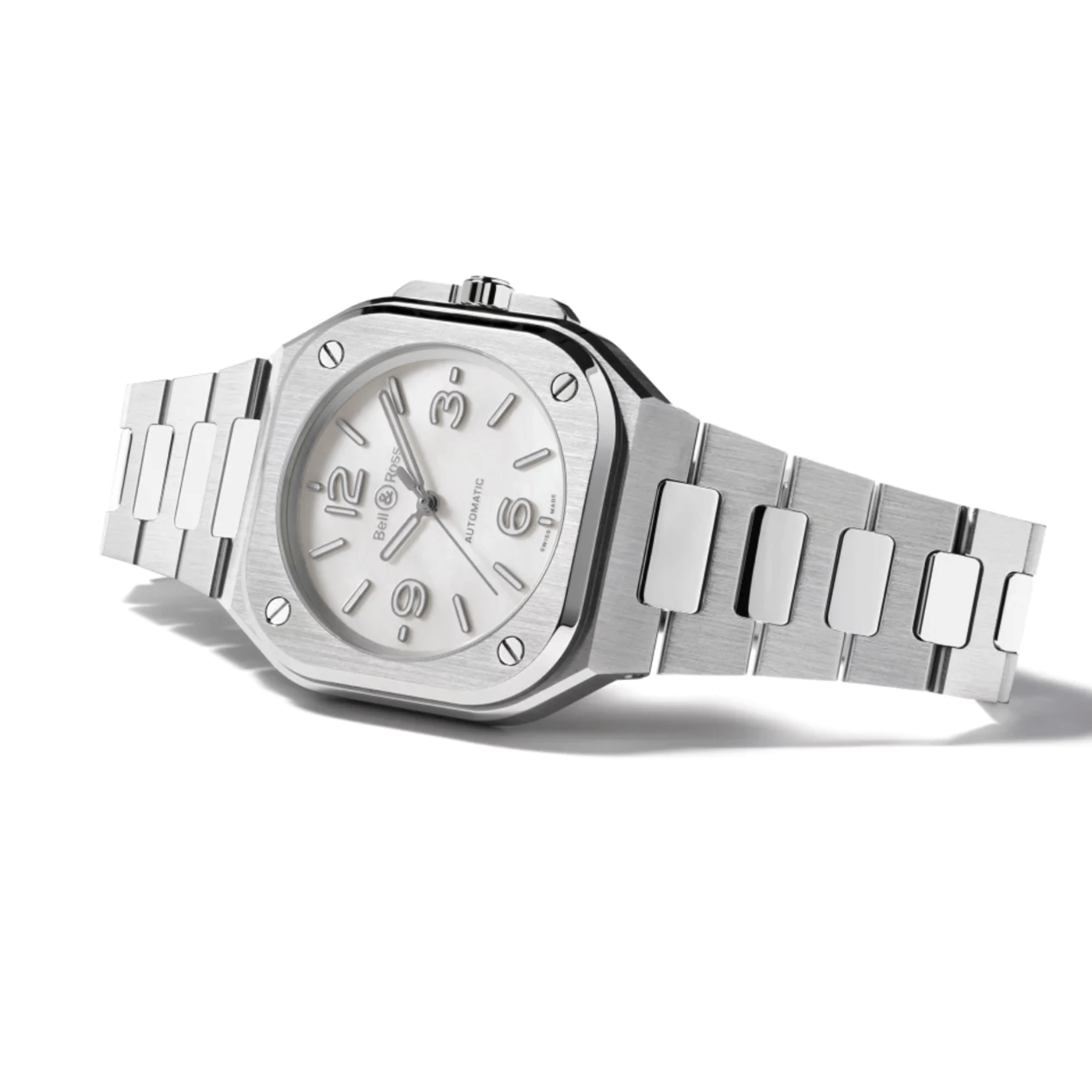 Watch Bell & Ross BR 05 Mother of Pearl Steel Automatic White Mother of Pearl Dial Steel Strap 36 mm